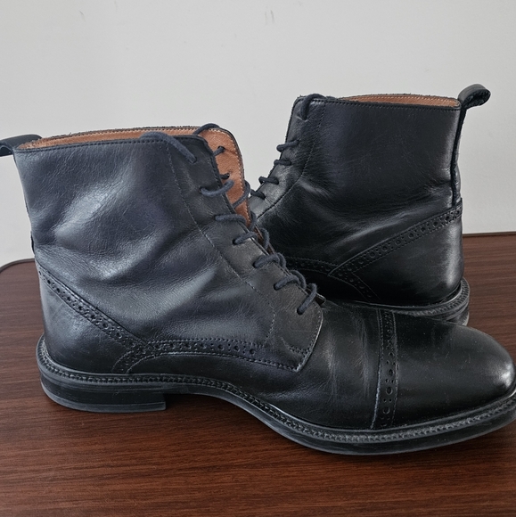STAFFORD Gunner Cap Toe Mens Black Leather Oxford Boots